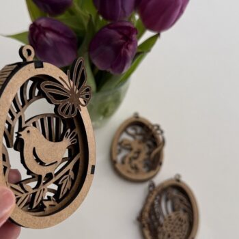 Intra απο ξύλο plywood 3mm-4mm πάχος - Πασχαλινό αυγό με πουλί Δίασταση 5x3 cm INTRAFABR-119143748 - Image 4