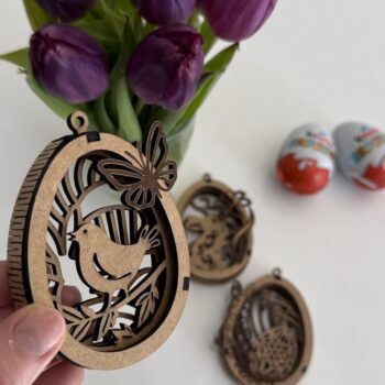 Intra απο ξύλο plywood 3mm-4mm πάχος - Πασχαλινό αυγό με πουλί Δίασταση 5x3 cm INTRAFABR-119143748 - Image 5