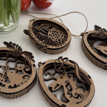 Intra απο ξύλο plywood 3mm-4mm πάχος - Πασχαλινό αυγό με πουλί Δίασταση 5x3 cm INTRAFABR-119143748 - Image 7