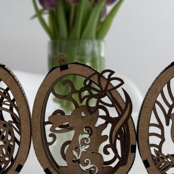 Intra απο ξύλο plywood 3mm-4mm πάχος - Πασχαλινό αυγό με πουλί Δίασταση 5x3 cm INTRAFABR-119143748 - Image 8