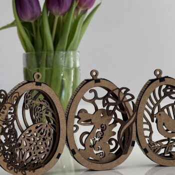 Intra απο ξύλο plywood 3mm-4mm πάχος - Πασχαλινό αυγό με λαγουδάκι Δίασταση 5x3 cm INTRAFABR-119145670 - Image 5