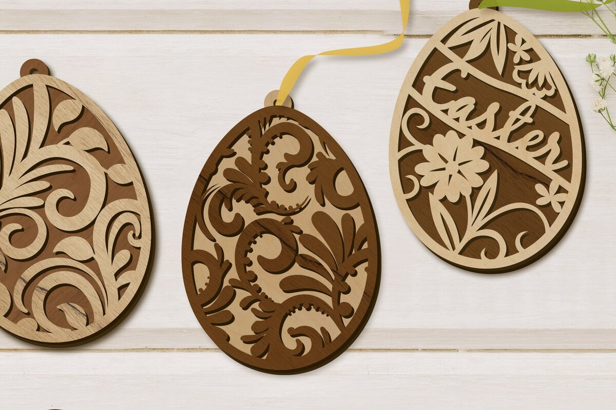 Intra απο ξύλο plywood 3mm-4mm πάχος - Πακέτο ετικετών πασχαλινών αυγών, πρότυπο σε στρώσεις Δίασταση 3x4 cm INTRAFABR-90357816