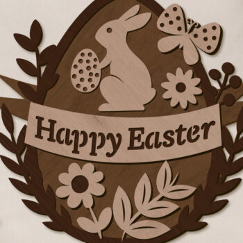 Intra απο ξύλο plywood 3mm-4mm πάχος - Πασχαλινό αυγό με λαγουδάκι, Διακόσμηση σπιτιού Δίασταση 7x8 cm INTRAFABR-89961300 - Image 1
