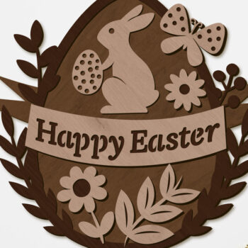 Intra απο ξύλο plywood 3mm-4mm πάχος - Πασχαλινό αυγό με λαγουδάκι, Διακόσμηση σπιτιού Δίασταση 7x8 cm INTRAFABR-89961300 - Image 2