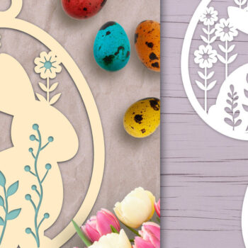 Intra απο ξύλο plywood 3mm-4mm πάχος - Πασχαλινό αυγό με λαγουδάκι με στρώσεις  Δίασταση 6x6 cm INTRAFABR-65231360 - Image 1