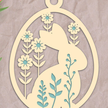 Intra απο ξύλο plywood 3mm-4mm πάχος - Πασχαλινό αυγό με λαγουδάκι με στρώσεις  Δίασταση 6x6 cm INTRAFABR-65231360 - Image 2