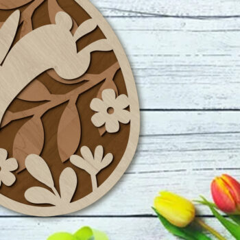 Intra απο ξύλο plywood 3mm-4mm πάχος - Πασχαλινό αυγό με λαγουδάκι, πολυεπίπεδο πρότυπο Δίασταση 2x7 cm INTRAFABR-88841933 - Image 2