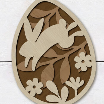 Intra απο ξύλο plywood 3mm-4mm πάχος - Πασχαλινό αυγό με λαγουδάκι, πολυεπίπεδο πρότυπο Δίασταση 2x7 cm INTRAFABR-88841933 - Image 3