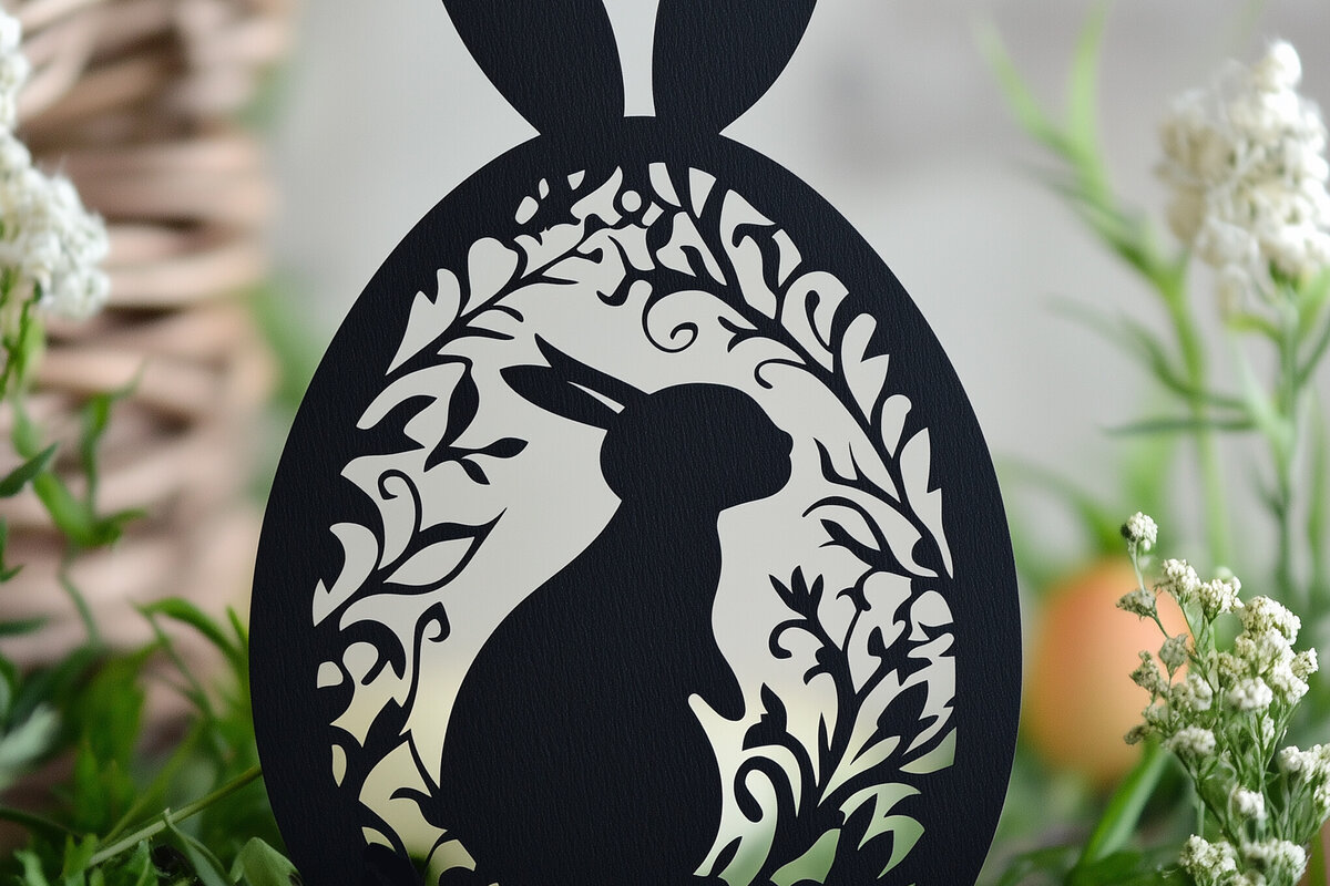 Intra απο ξύλο plywood 3mm-4mm πάχος - Πασχαλινό αυγό με κομμένο   λαγουδάκι Δίασταση 4x4 cm INTRAFABR-116471292