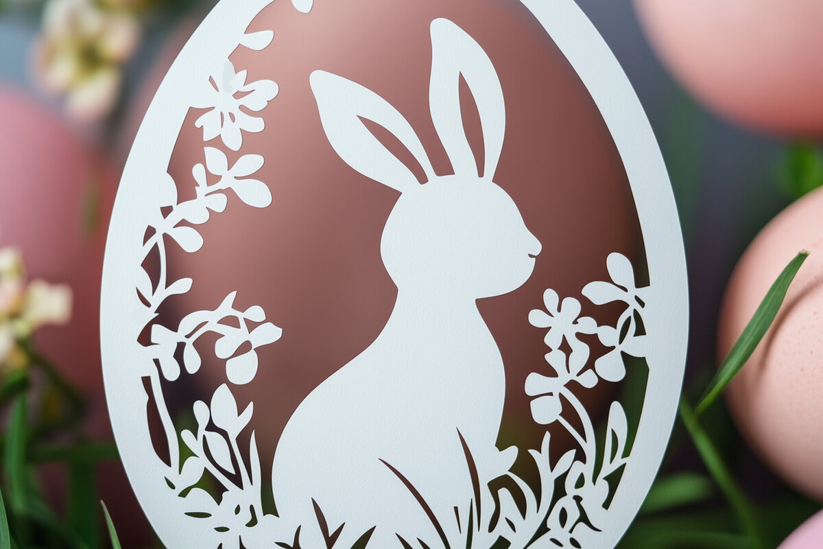 Intra απο ξύλο plywood 3mm-4mm πάχος - Πασχαλινό αυγό με κομμένο   λαγουδάκι Δίασταση 4x4 cm INTRAFABR-116507001