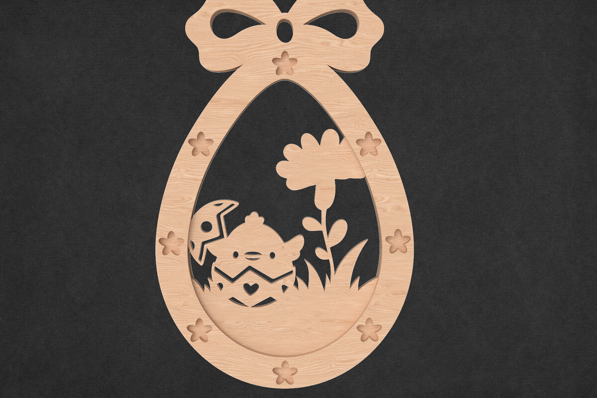 Intra απο ξύλο plywood 3mm-4mm πάχος - Πασχαλινό αυγό με νεοσσό εκκόλαψης  Δίασταση 4x4 cm INTRAFABR-117890336