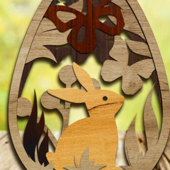 Intra απο ξύλο plywood 3mm-4mm πάχος - Πασχαλινό αυγό με κουνέλι, πρότυπο ντεκόρ Δίασταση 4x5 cm INTRAFABR-89389292 - Image 1