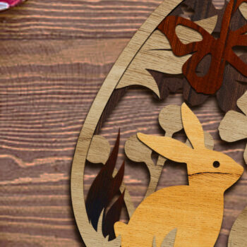 Intra απο ξύλο plywood 3mm-4mm πάχος - Πασχαλινό αυγό με κουνέλι, πρότυπο ντεκόρ Δίασταση 4x5 cm INTRAFABR-89389292 - Image 2