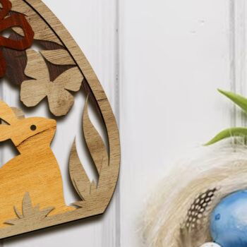 Intra απο ξύλο plywood 3mm-4mm πάχος - Πασχαλινό αυγό με κουνέλι, πρότυπο ντεκόρ Δίασταση 4x5 cm INTRAFABR-89389292 - Image 3