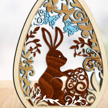 Intra απο ξύλο plywood 3mm-4mm πάχος - Πασχαλινό αυγό με κουνέλι, διακόσμηση σπιτιού Δίασταση 3x15 cm INTRAFABR-88149561 - Image 1