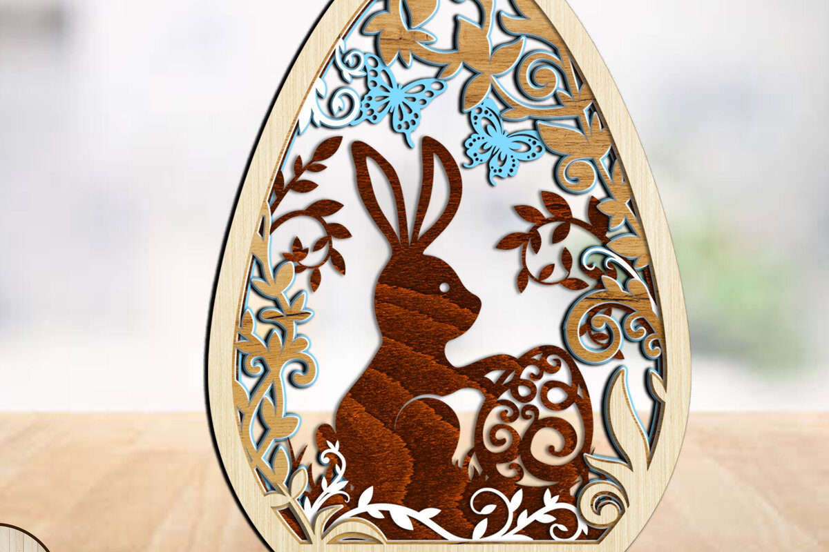 Intra απο ξύλο plywood 3mm-4mm πάχος - Πασχαλινό αυγό με κουνέλι, διακόσμηση σπιτιού Δίασταση 3x15 cm INTRAFABR-88149561