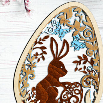 Intra απο ξύλο plywood 3mm-4mm πάχος - Πασχαλινό αυγό με κουνέλι, διακόσμηση σπιτιού Δίασταση 3x15 cm INTRAFABR-88149561 - Image 2