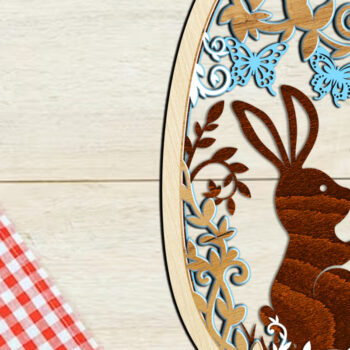 Intra απο ξύλο plywood 3mm-4mm πάχος - Πασχαλινό αυγό με κουνέλι, διακόσμηση σπιτιού Δίασταση 3x15 cm INTRAFABR-88149561 - Image 3