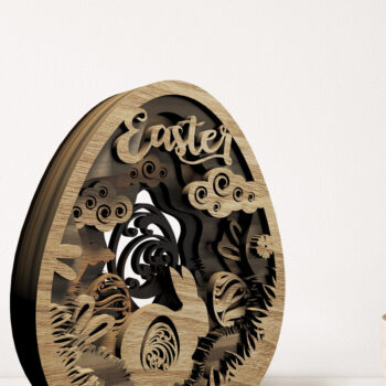 Intra απο ξύλο plywood 3mm-4mm πάχος - Πασχαλινό αυγό με πρότυπο κουνελιού Δίασταση 2x7 cm INTRAFABR-115531100 - Image 2