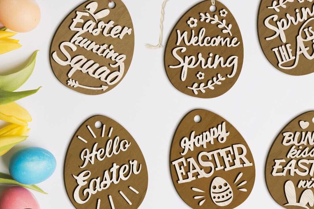 Intra απο ξύλο plywood 3mm-4mm πάχος - Δέσμη Πασχαλινών Αυγών, Διακόσμηση πολλαπλών στρώσεων Δίασταση 3x4 cm INTRAFABR-88841004