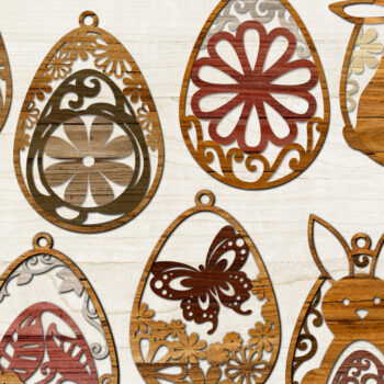 Intra απο ξύλο plywood 3mm-4mm πάχος - Πασχαλινά αυγά κομμένα αρχεία δέσμη Πασχαλινές ετικέτες Δίασταση 14x3 cm INTRAFABR-9168692 - Image 2