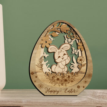 Intra απο ξύλο plywood 3mm-4mm πάχος - Πακέτο πασχαλινών αυγών και κουνελιών (5 στο σύνολο) Δίασταση 5x6 cm INTRAFABR-27281084 - Image 2
