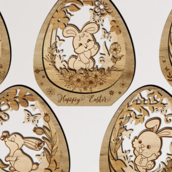 Intra απο ξύλο plywood 3mm-4mm πάχος - Πακέτο πασχαλινών αυγών και κουνελιών (5 στο σύνολο) Δίασταση 5x6 cm INTRAFABR-27281084 - Image 3