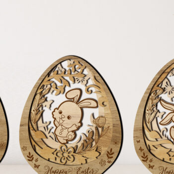 Intra απο ξύλο plywood 3mm-4mm πάχος - Πακέτο πασχαλινών αυγών και κουνελιών (5 στο σύνολο) Δίασταση 5x6 cm INTRAFABR-27281084 - Image 5