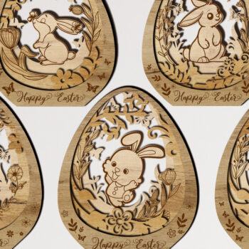 Intra απο ξύλο plywood 3mm-4mm πάχος - Πακέτο πασχαλινών αυγών και κουνελιών (5 στο σύνολο) Δίασταση 5x6 cm INTRAFABR-27281084 - Image 7