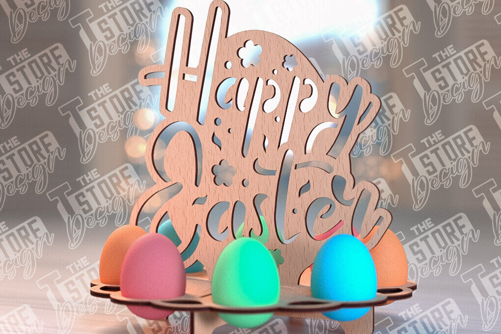 Intra απο ξύλο plywood 3mm-4mm πάχος - Πάσχα Αυγά Στάση | Αυγά Stand Κόψτε με λέιζερ Δίασταση 15x15 cm INTRAFABR-91497143
