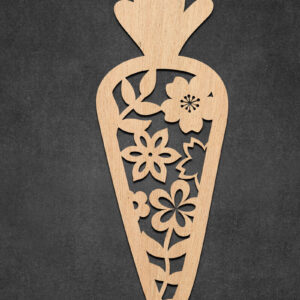 Intra απο ξύλο plywood 3mm-4mm πάχος - Πασχαλινό λουλουδάτο καρότο με λέιζερ Δίασταση 30x20 cm INTRAFABR-115887910