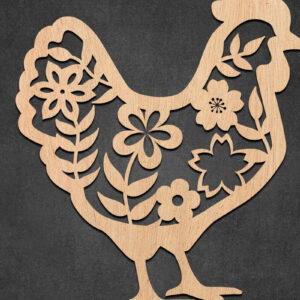 Intra απο ξύλο plywood 3mm-4mm πάχος - Πασχαλινό φλοράλ κοτόπουλο με λέιζερ Δίασταση 30x20 cm INTRAFABR-115887973