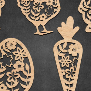 Intra απο ξύλο plywood 3mm-4mm πάχος - Πασχαλινό λουλουδάτο δέμα κοπής με λέιζερ Δίασταση 30x20 cm INTRAFABR-115888077