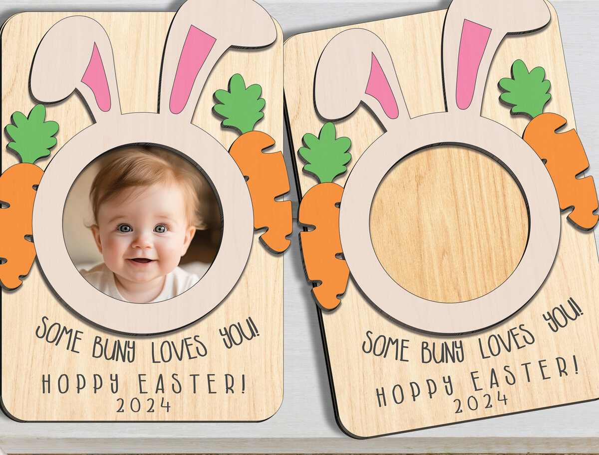 Intra απο ξύλο plywood 3mm-4mm πάχος - Πασχαλινή κορνίζα με μαγνήτη ψυγείου Δίασταση 20x25 cm INTRAFABR-95569780