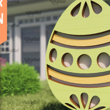 Intra απο ξύλο plywood 3mm-4mm πάχος - Πασχαλινό πάσσαλο Κήπο με λέιζερ. Αυγό  Δίασταση 15x15 cm INTRAFABR-91424649 - Image 1