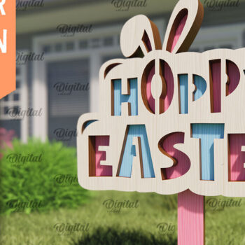 Intra απο ξύλο plywood 3mm-4mm πάχος - Πασχαλινό πάσσαλο Κήπο με λέιζερ. Υπογράψτε  Δίασταση 15x15 cm INTRAFABR-91425052 - Image 1