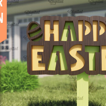 Intra απο ξύλο plywood 3mm-4mm πάχος - Πασχαλινό πάσσαλο Κήπο με λέιζερ. Υπογράψτε  Δίασταση 15x15 cm INTRAFABR-91425404 - Image 1