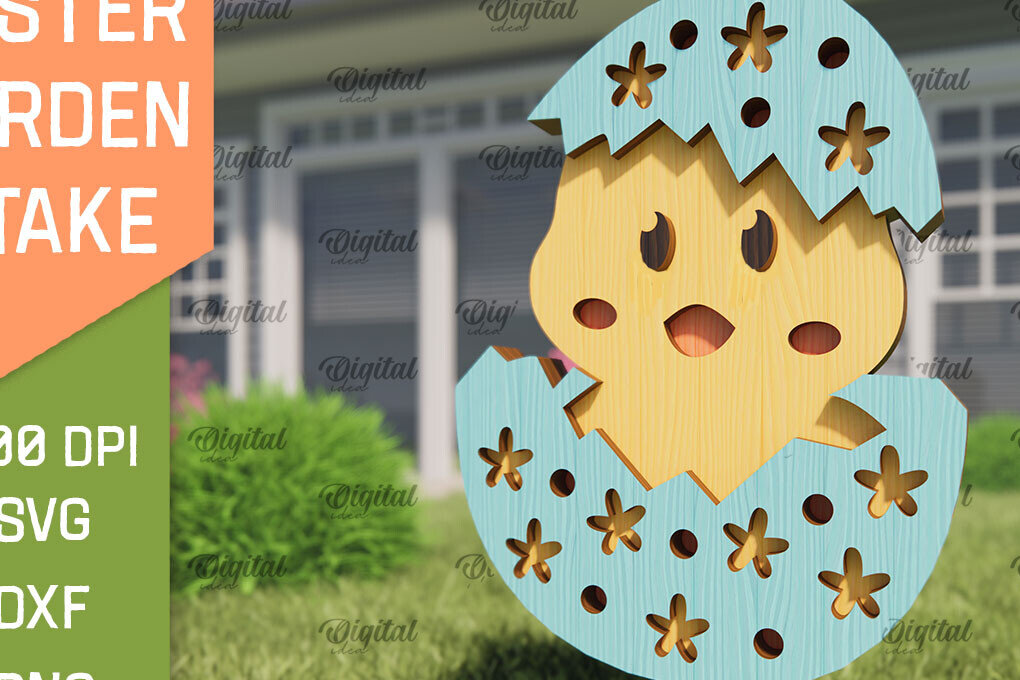 Intra απο ξύλο plywood 3mm-4mm πάχος - Πασχαλινό πάσσαλο LaserCut. Chick  Δίασταση 15x15 cm INTRAFABR-91424981