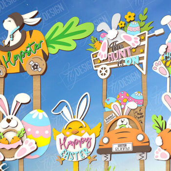 Intra απο ξύλο plywood 3mm-4mm πάχος - Πακέτο Πασχαλινών Κήπου | Πάσσαλος γκαζόν Δίασταση 15x15 cm INTRAFABR-116211112 - Image 1