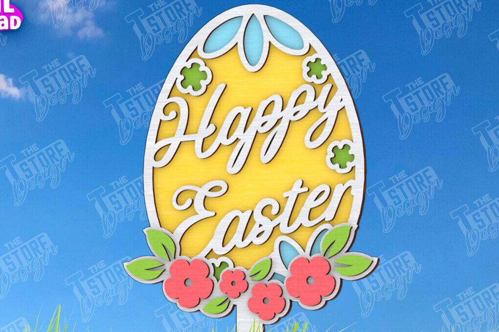 Intra απο ξύλο plywood 3mm-4mm πάχος - Πασχαλιές στον κήπο του Πάσχα | Διακόσμηση Κήπου Δίασταση 15x15 cm INTRAFABR-117956590