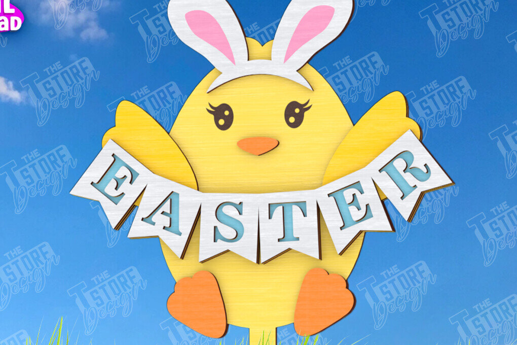 Intra απο ξύλο plywood 3mm-4mm πάχος - Πασχαλιές στον κήπο του Πάσχα | Διακόσμηση Κήπου Δίασταση 15x15 cm INTRAFABR-117956612