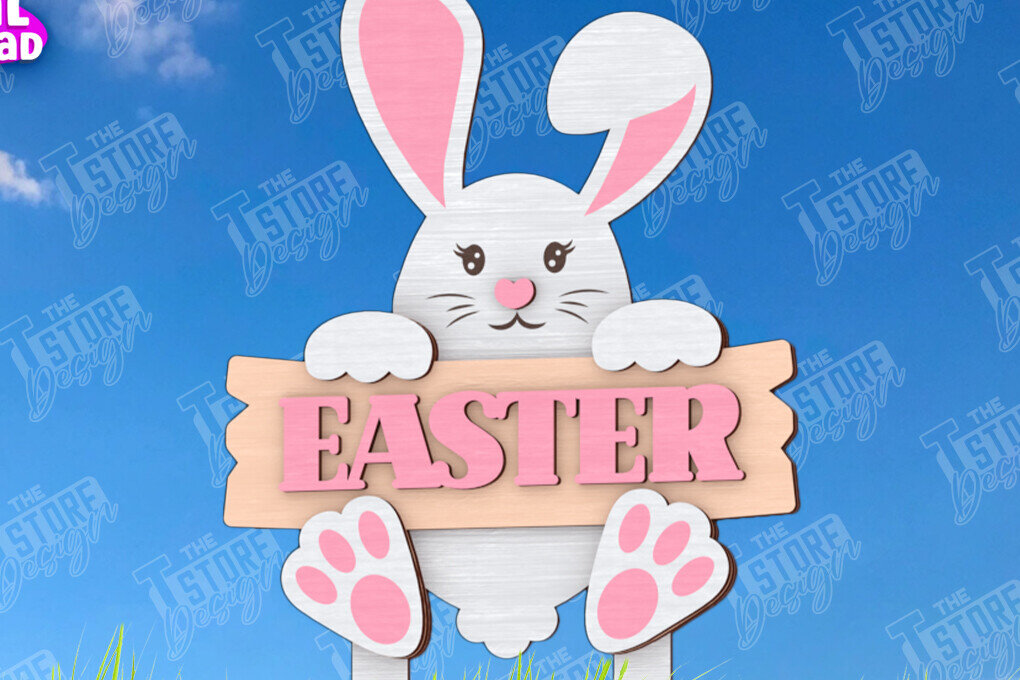 Intra απο ξύλο plywood 3mm-4mm πάχος - Πασχαλιές στον κήπο του Πάσχα | Διακόσμηση Κήπου Δίασταση 15x15 cm INTRAFABR-118344221