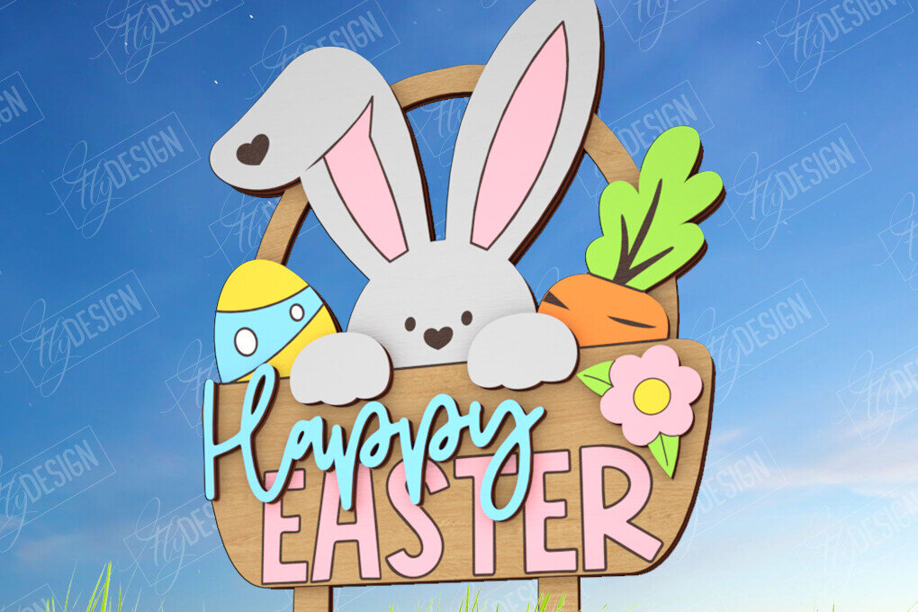 Intra απο ξύλο plywood 3mm-4mm πάχος - Πασχαλιές στον κήπο του Πάσχα | Διακόσμηση Κήπου Δίασταση 15x15 cm INTRAFABR-116210313