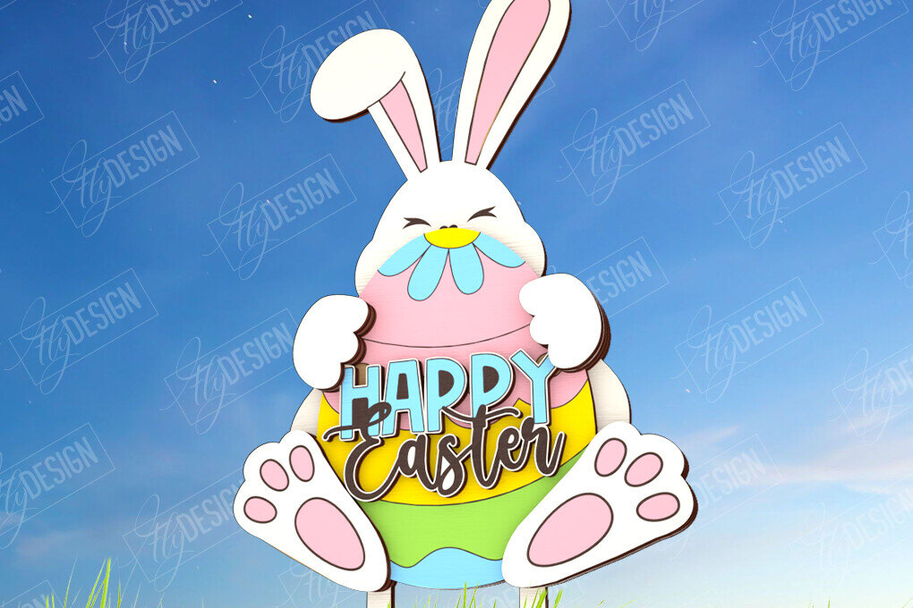 Intra απο ξύλο plywood 3mm-4mm πάχος - Πασχαλιές στον κήπο του Πάσχα | Διακόσμηση Κήπου Δίασταση 15x15 cm INTRAFABR-116210336