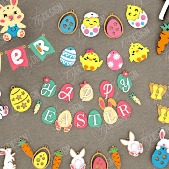 Intra απο ξύλο plywood 3mm-4mm πάχος - Πασχαλινή γιρλάντα | Πασχαλινό πανό Δίασταση 15x15 cm INTRAFABR-118281356 - Image 1