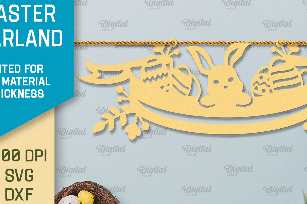 Intra απο ξύλο plywood 3mm-4mm πάχος - Πασχαλινή γιρλάντα. Πασχαλινό ντεκόρ Χαρτί κοπής Δίασταση 15x15 cm INTRAFABR-92469635