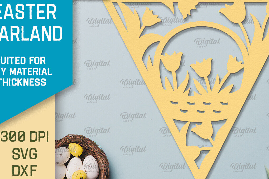 Intra απο ξύλο plywood 3mm-4mm πάχος - Πασχαλινή γιρλάντα. Πασχαλινό ντεκόρ Χαρτί κοπής Δίασταση 15x15 cm INTRAFABR-92469491