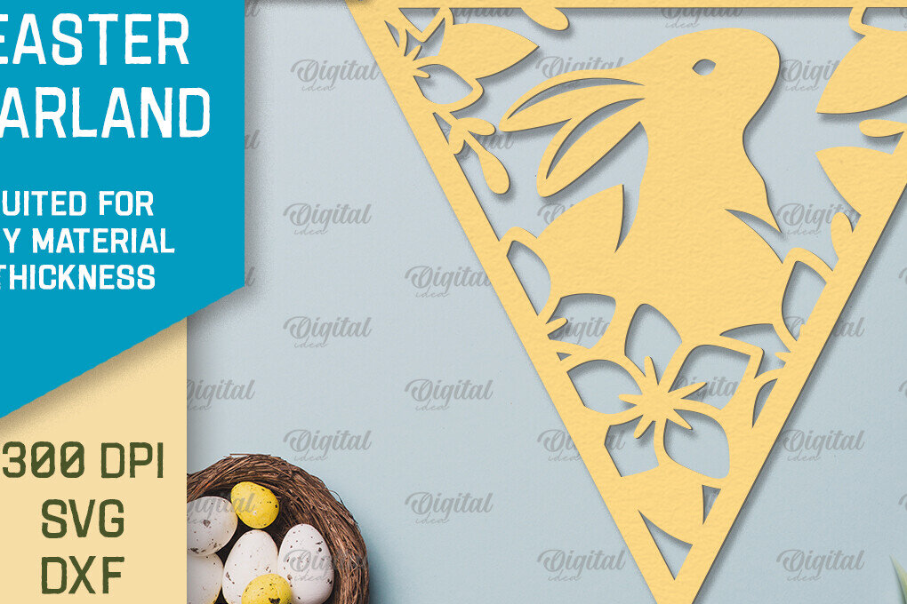 Intra απο ξύλο plywood 3mm-4mm πάχος - Πασχαλινή γιρλάντα. Πασχαλινό ντεκόρ Χαρτί κοπής Δίασταση 15x15 cm INTRAFABR-92469505