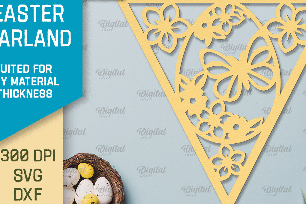 Intra απο ξύλο plywood 3mm-4mm πάχος - Πασχαλινή γιρλάντα. Πασχαλινό ντεκόρ Χαρτί κοπής Δίασταση 15x15 cm INTRAFABR-92469527