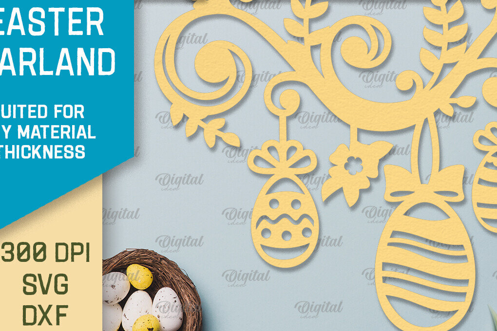 Intra απο ξύλο plywood 3mm-4mm πάχος - Πασχαλινή γιρλάντα. Πασχαλινό ντεκόρ Χαρτί κοπής Δίασταση 15x15 cm INTRAFABR-92469570